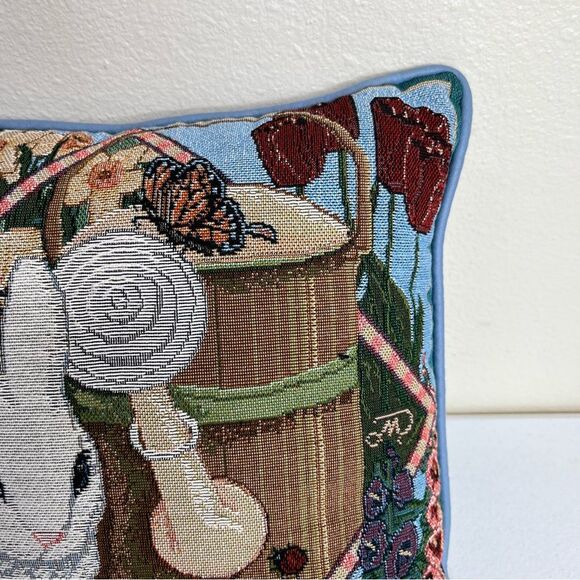 Vintage Bunny Rabbit Tapestry Pillow Simply Country Garden Visitors Cottagecore - Picture 3 of 10